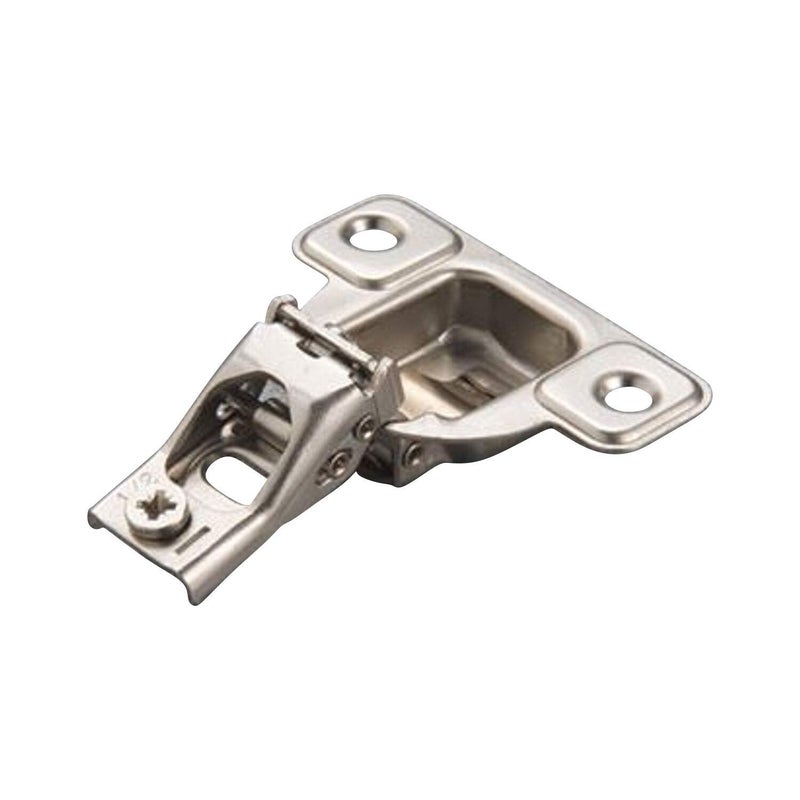 Salice E-Centra Nickel-Plated Metal 106-degree 1/2-inch Overlay Screw-on Face Frame Hinge with 2 Cams - Image 1